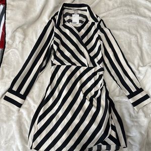 NWT- Long Sleeve Cross Top Satin Dress